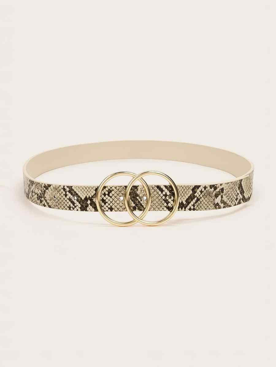 Snakeskin Pattern Double O-ring Buckle Belt